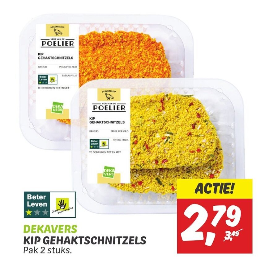 Dekamarkt DEKAVERS KIP GEHAKTSCHNITZELS aanbieding