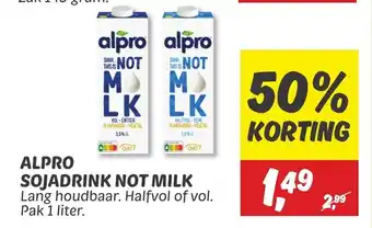 Dekamarkt ALPRO SOJADRINK NOT MILK Pak 1 liter. aanbieding