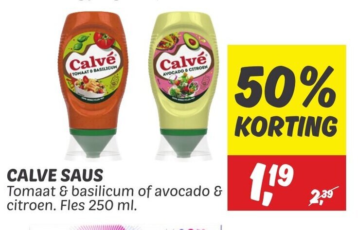 Dekamarkt CALVE SAUS Fles 250 ml. aanbieding