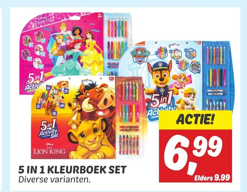 Dekamarkt 5 IN 1 KLEURBOEK SET aanbieding