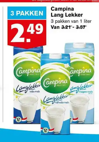 Hoogvliet Campina lang lekker 1 liter aanbieding