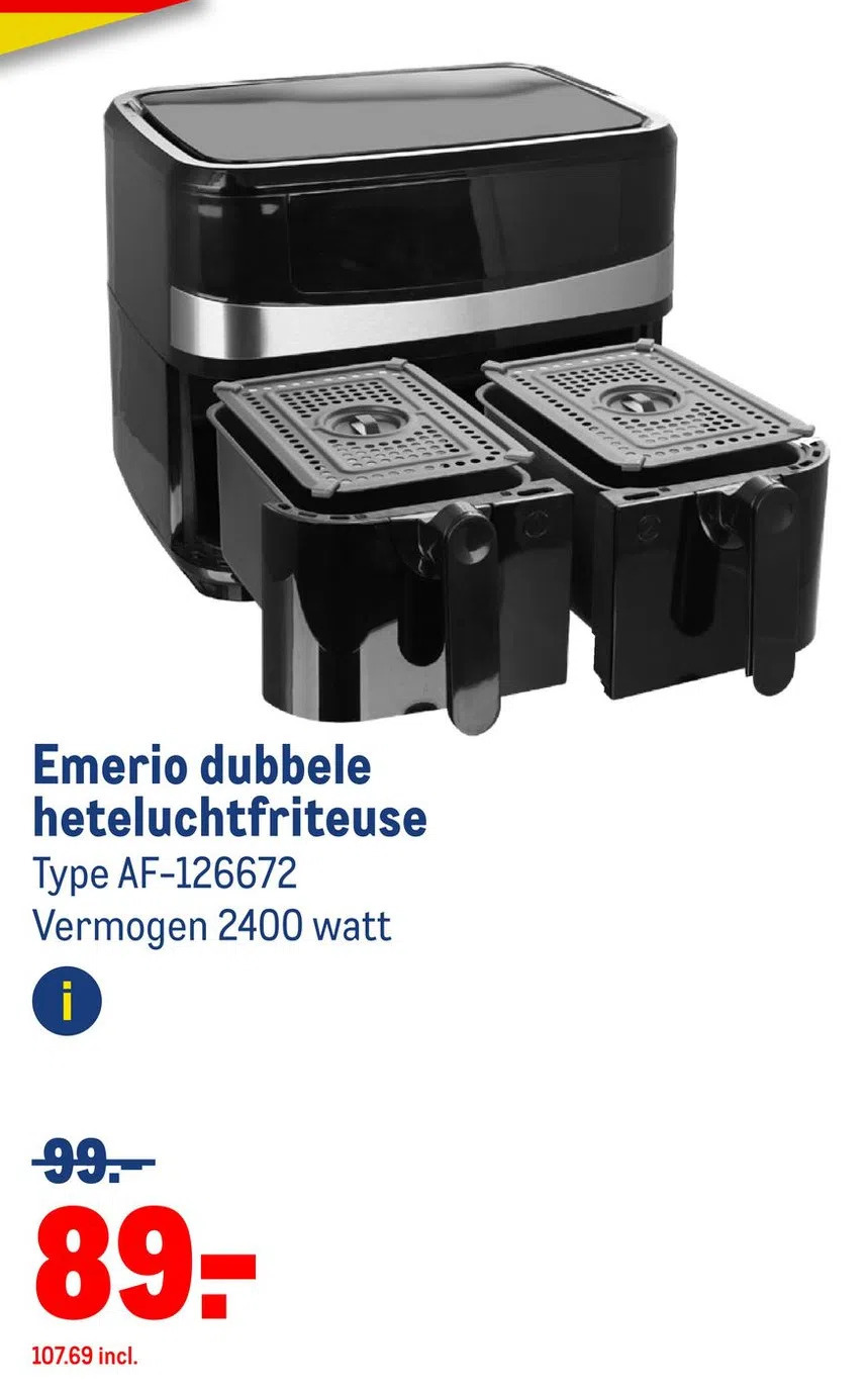 Makro Emerio dubbele heteluchtfriteuse aanbieding