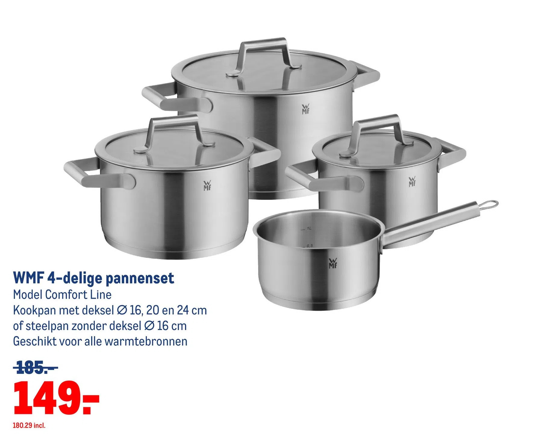 Makro Wmf 4-delige pannenset aanbieding
