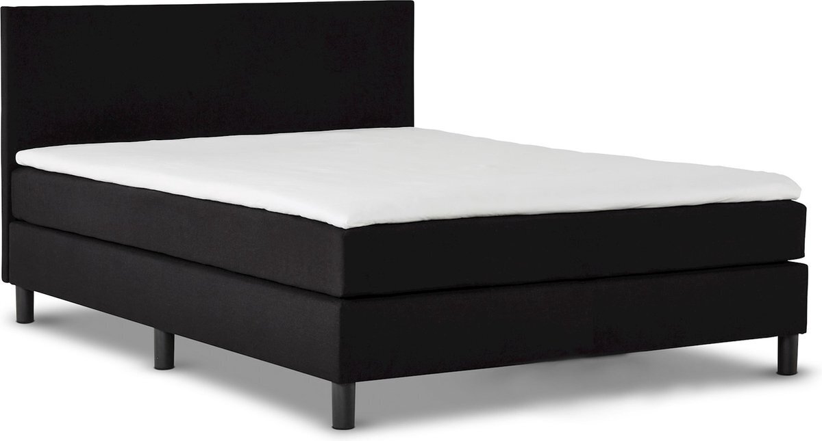 Bol.com Beter bed basic box owen vlak met gestoffeerd matras - 120 x 200 cm - zwart aanbieding