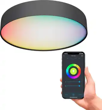 Bol.com Calex slimme plafondlamp - smart plafonnière 40cm - rgb en warm wit - zwart aanbieding