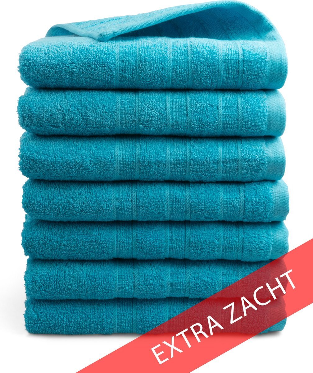 Seashell luxor hotel handdoek turquoise blauw 7 stuks 50x100cm