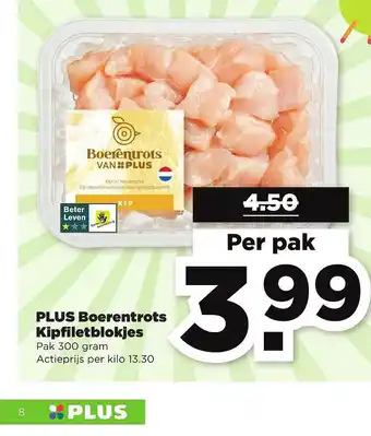 PLUS Plus boerentrots kipfiletblokjes 300 gram aanbieding