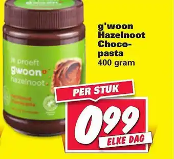 Nettorama G'woon hazelnoot chocopasta 400 gram aanbieding