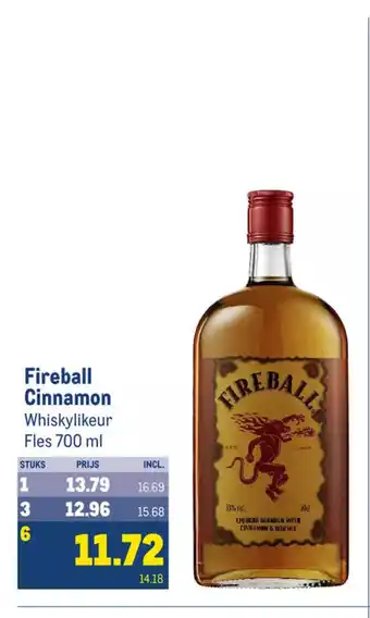 Makro Fireball Cinnamon Whiskylikeur Fles 700 ml aanbieding