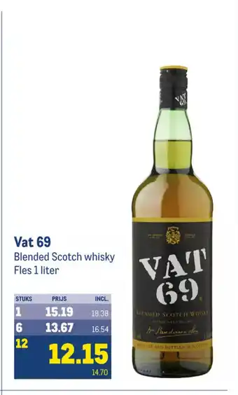 Makro Vat 69 Blended Scotch whisky Fles 1 liter aanbieding