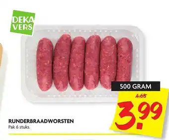 Dekamarkt Runderbraadworsten 500 gram aanbieding