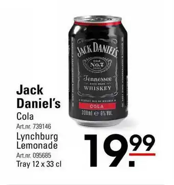 Sligro Jack daniel's cola of lynchburg lemonade aanbieding