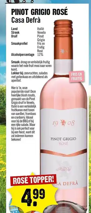 Dirck 3 Pinot Grigio Rosé Casa Defrà aanbieding