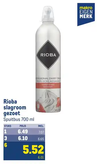 Makro Rioba slagroom gezoet aanbieding