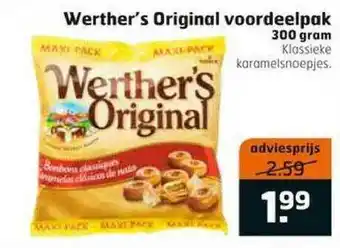 Trekpleister Werther's original voordeelpak 300 gram aanbieding