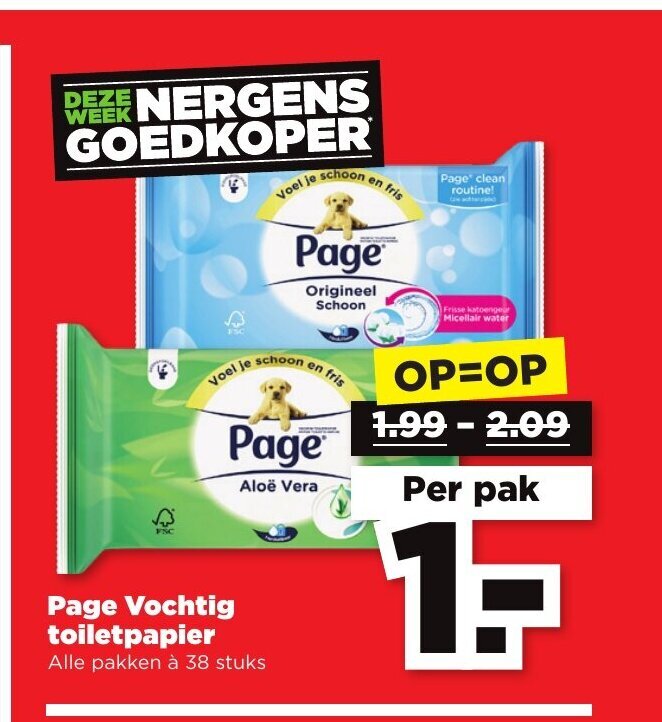 PLUS Page Vochtig toiletpapier aanbieding