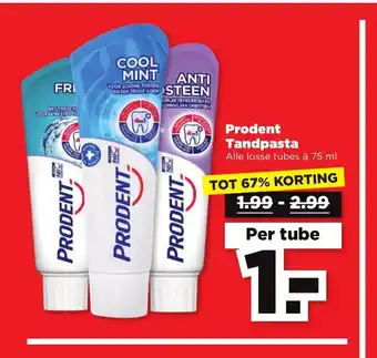 PLUS Prodent Tandpasta 75 ml aanbieding