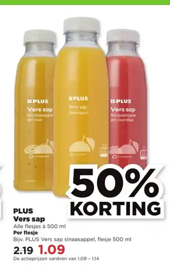 PLUS Vers sap 500 ml aanbieding