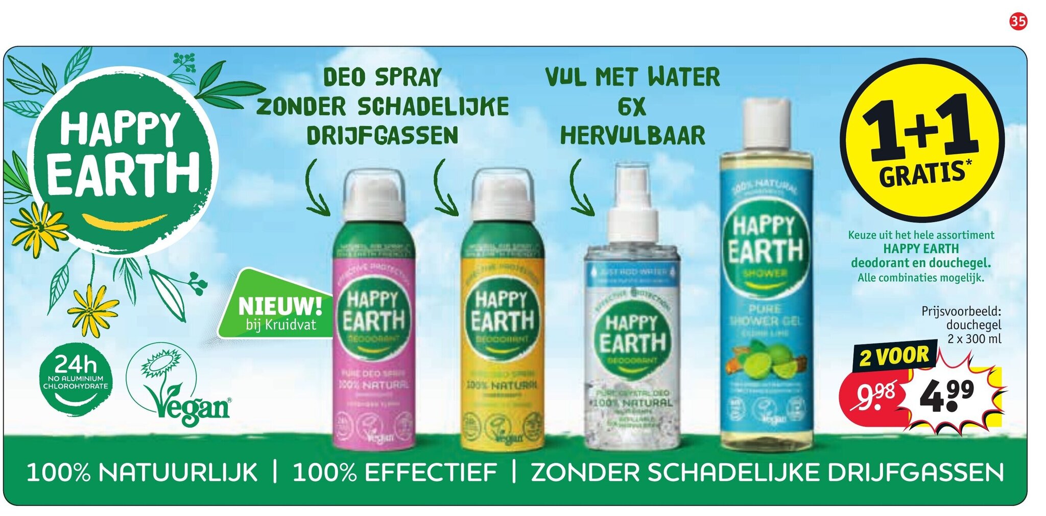 Kruidvat Keuze uit het hele assortiment HAPPY EARTH deodorant en douchegel aanbieding