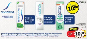 Kruidvat SENSODYNE tandpasta Proglasur Gentle Whitening 3 x 75ml aanbieding