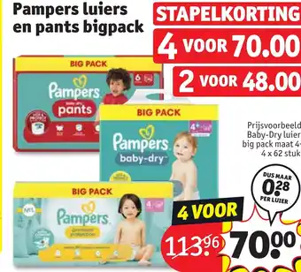 Kruidvat Pampers luiers en pants bigpack aanbieding