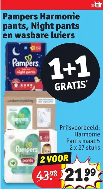 Kruidvat Pampers Harmonie pants, Night pants en wasbare luiers aanbieding