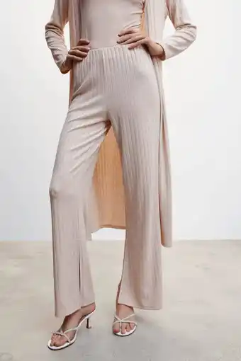 Wehkamp Mango wide leg broek beige aanbieding