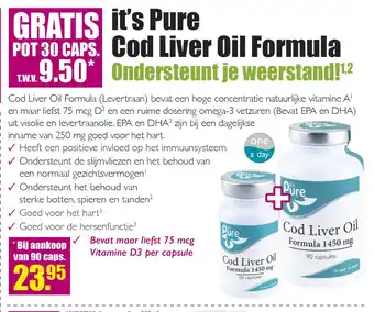 Gezond & Wel it's Pure Cod Liver Oil Formula 90 caps. aanbieding