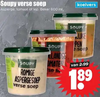 Dirk Soupy verse soep Asperge, tomaat of kip. Beker 600 ml. aanbieding