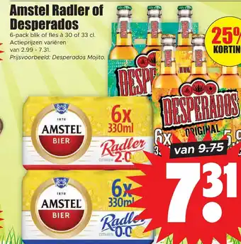 Dirk Amstel Radler of Desperados 6-pack blik of fles à 30 of 33 cl. aanbieding