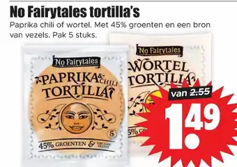 Dirk No Fairytales tortilla's Paprika chili of wortel. aanbieding