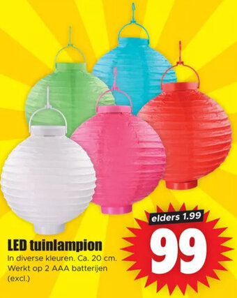 Dirk LED tuinlampion In diverse kleuren. Ca. 20 cm. aanbieding