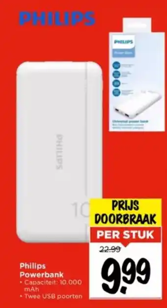 Vomar Voordeelmarkt Philips Powerbank • Capaciteit: 10.000 mAh aanbieding