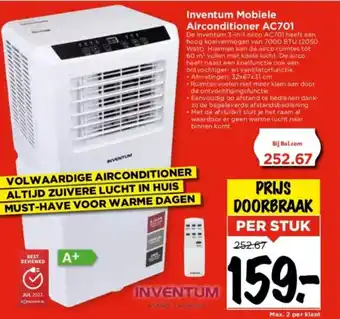 Vomar Voordeelmarkt Inventum Mobiele Airconditioner AC701 aanbieding