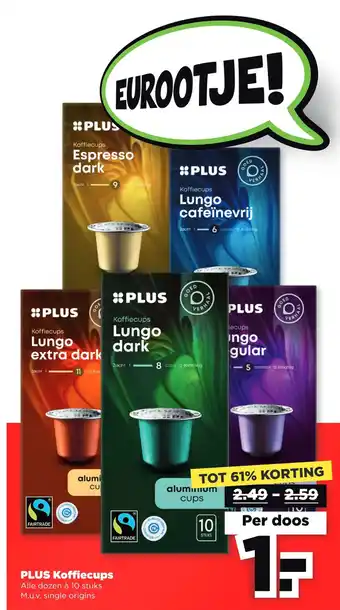 PLUS Plus koffiecups aanbieding