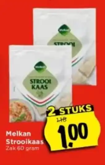 Vomar Voordeelmarkt Melkan Strooikaas Zak 60 gram aanbieding