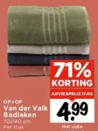 Vomar Voordeelmarkt Van der Valk Badlaken 70x140 cm. aanbieding