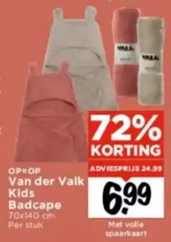 Vomar Voordeelmarkt Van der Valk Kids Badcape 70x140 cm. aanbieding