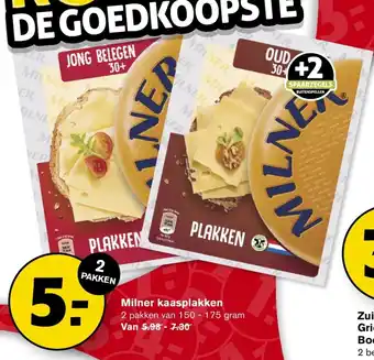 Hoogvliet Milner kaasplakken ,150 - 175 gram aanbieding