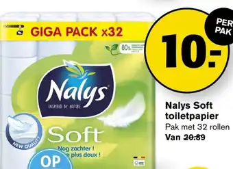 Hoogvliet Nalys Soft toiletpapier, 32 rollen aanbieding