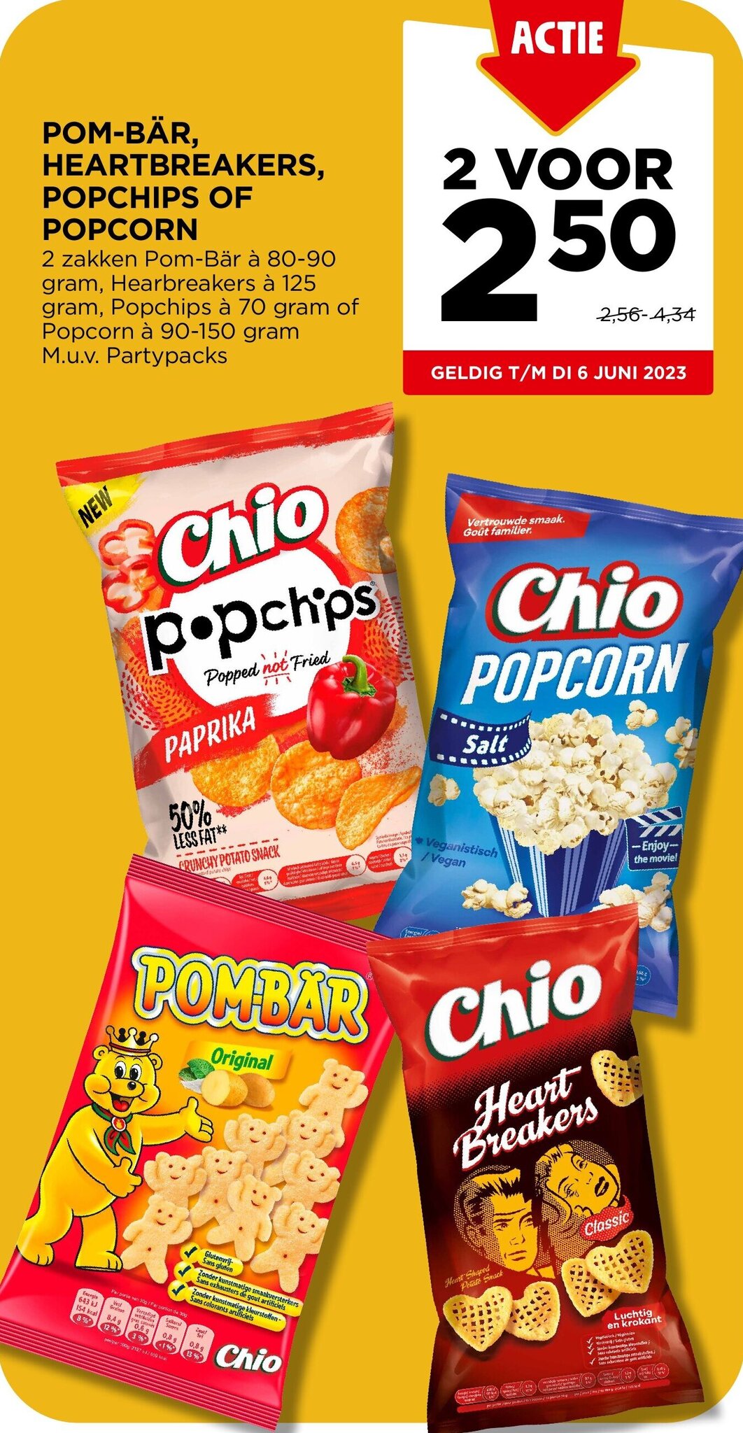 POMBÄR, HEARTBREAKERS, POPCHIPS OF POPCORN aanbieding bij Jumbo