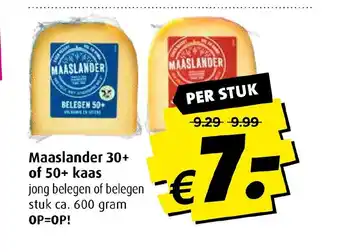 Boni Maaslander 30+ of 50+ kaas jong belegen of belegen stuk ca. 600 gram aanbieding