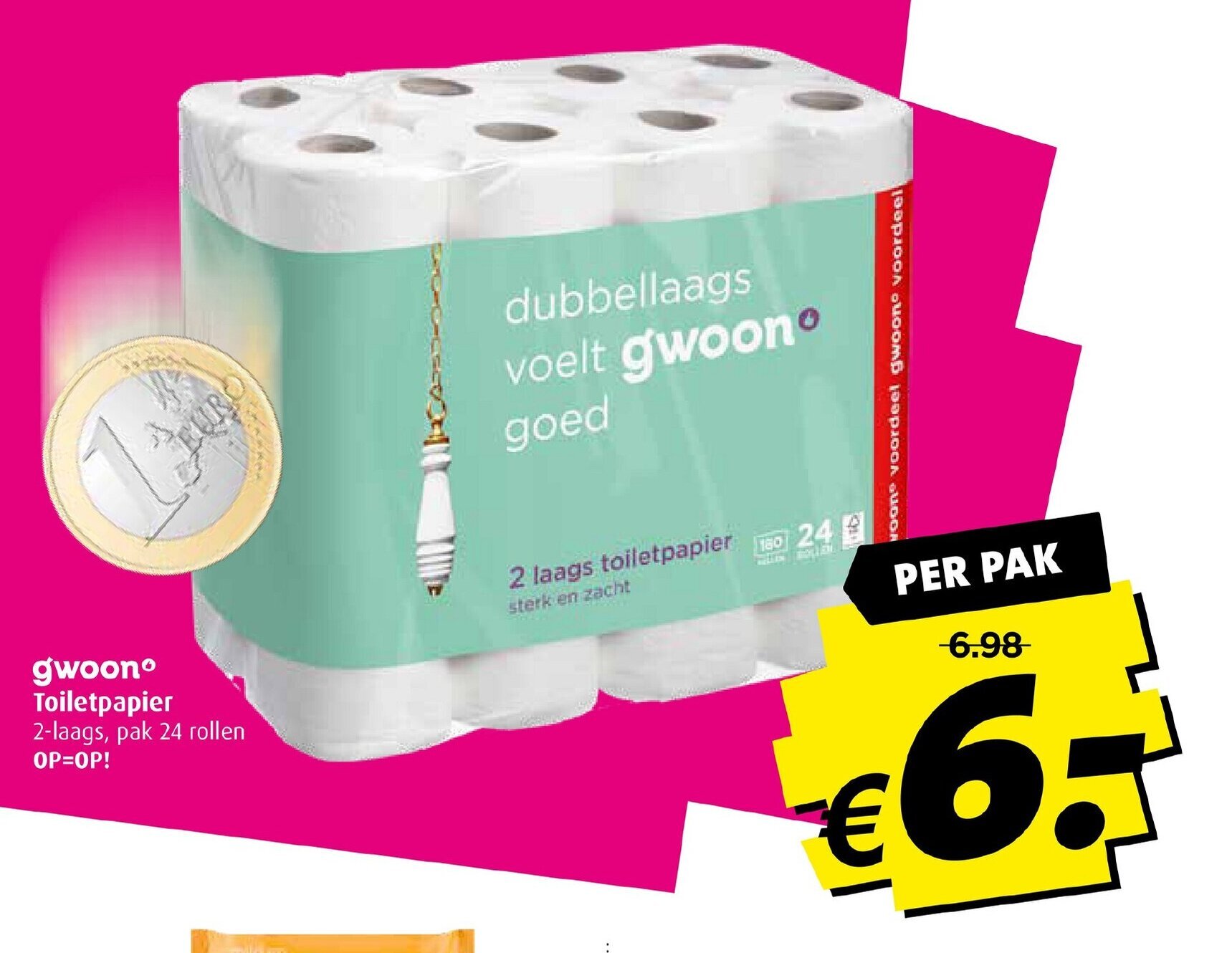Boni gwoonº Toiletpapier 2-laags, pak 24 rollen aanbieding