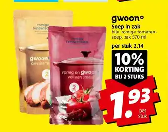Boni gwoon Soep in zak aanbieding