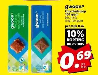 Boni gwoon Chocoladereep 100 gram aanbieding