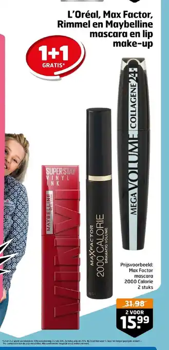 Trekpleister L'Oréal, Max Factor, Rimmel en Maybelline mascara en lip make-up aanbieding