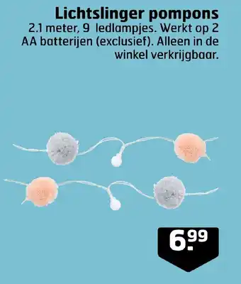Trekpleister Lichtslinger pompons 2.1 meter aanbieding