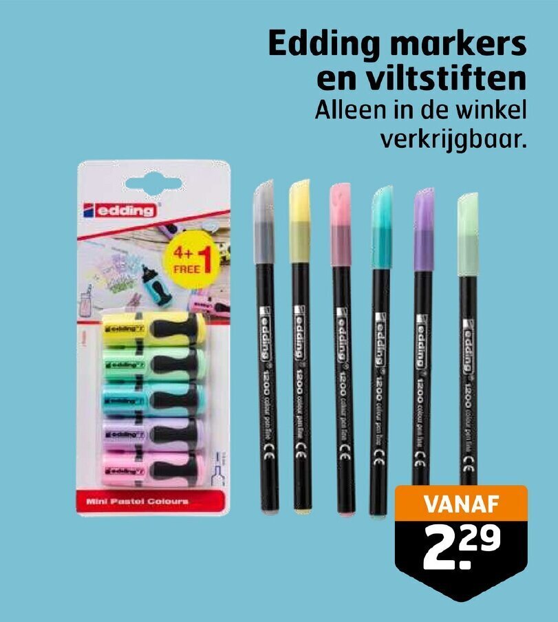 Trekpleister Edding markers en viltstiften aanbieding