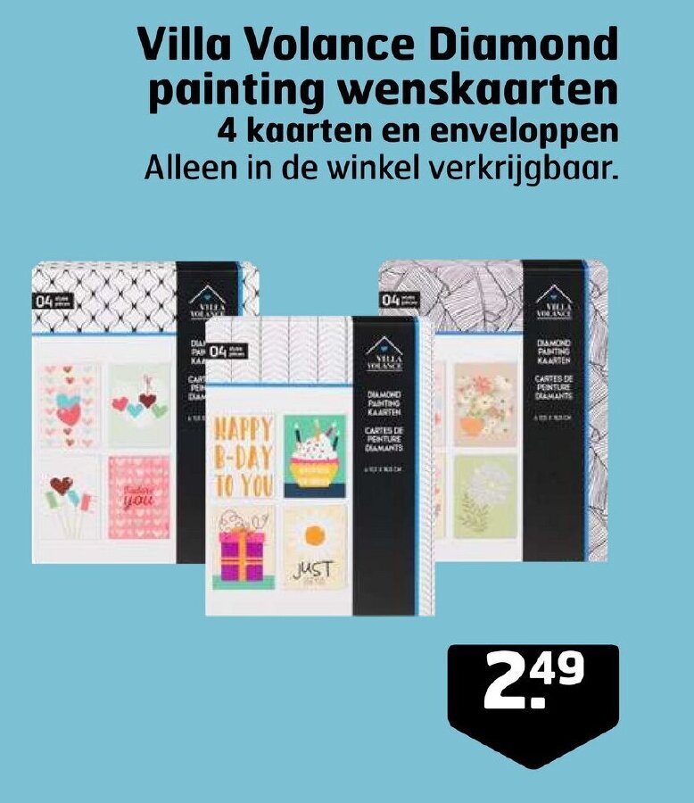 Trekpleister Villa Volance Diamond painting wenskaarten aanbieding
