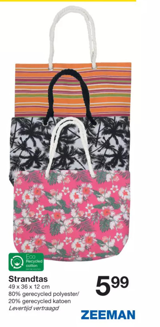 Zeeman Strandtas 49 x 36 x 12 cm aanbieding